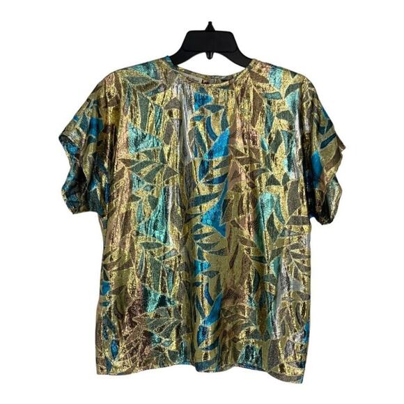 Helene St. Marie Vintage Metallic Short Sleeve Top Size Medium - Picture 2 of 7